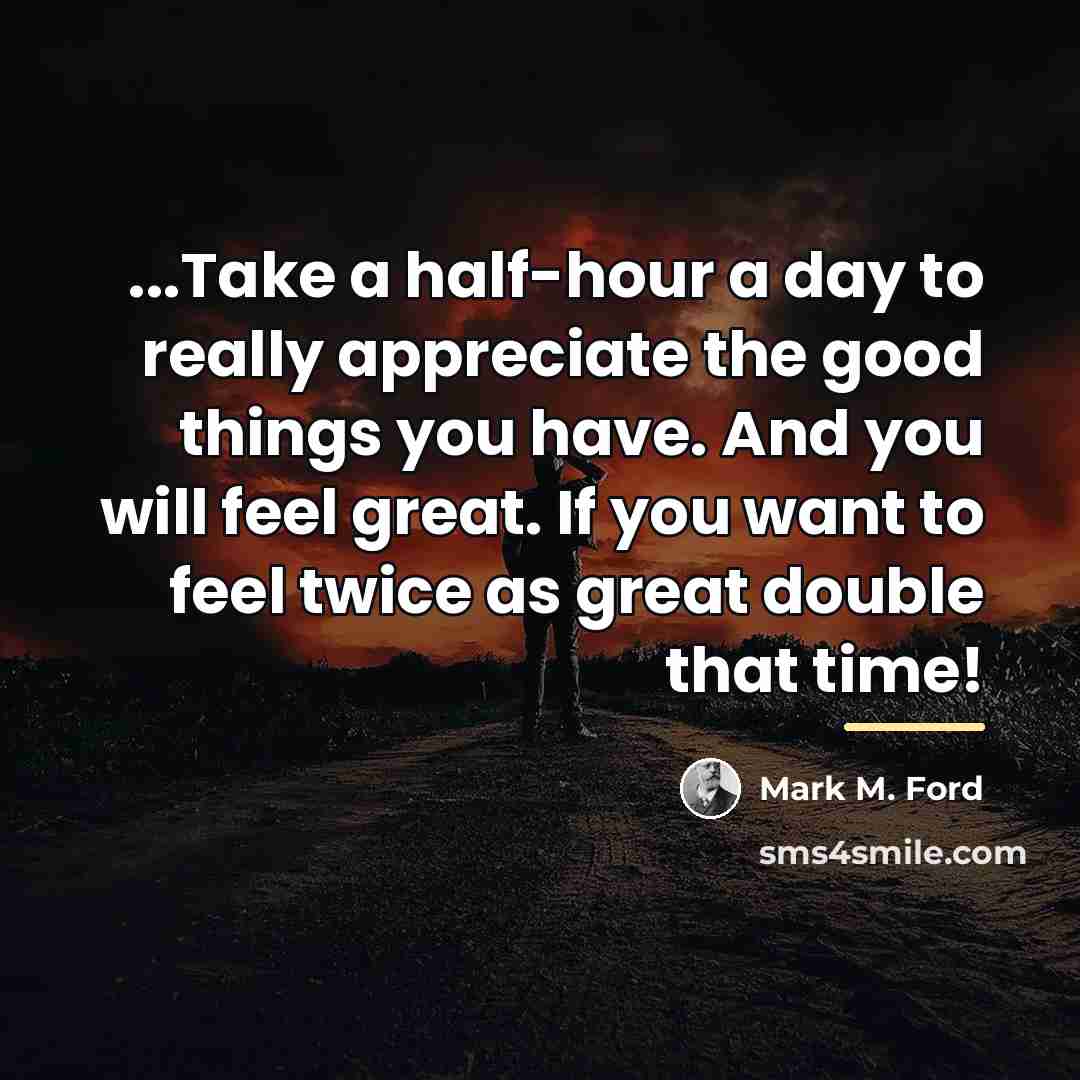 “...Take a half-hour a day to really appreciate the good…” quote by Mark M. Ford