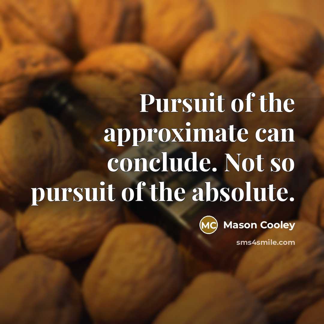 “Pursuit of the approximate can conclude. Not so pursuit of…” quote by Mason Cooley