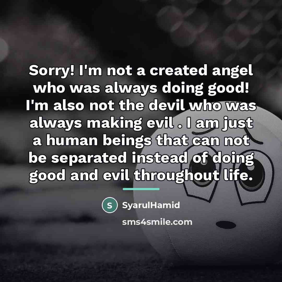 “Sorry! I'm not a created angel who was always doing…” quote by SyarulHamid