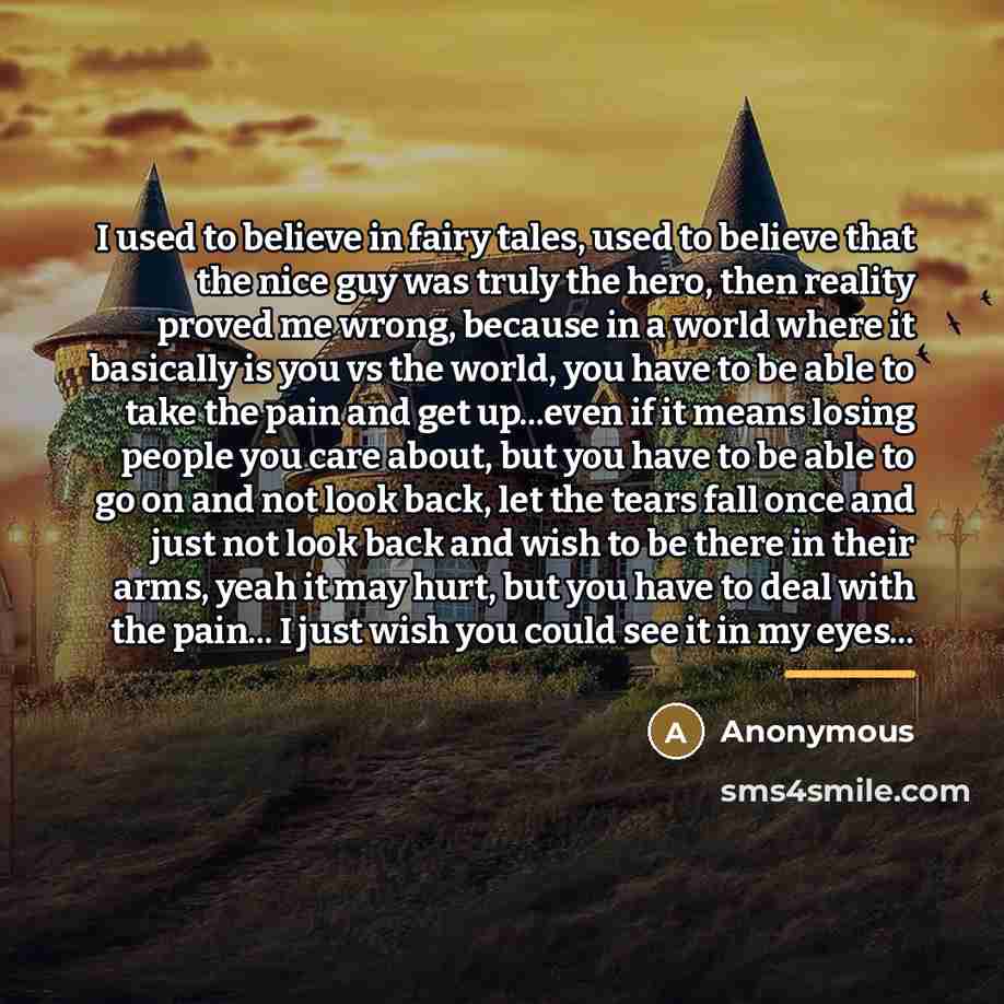 “I used to believe in fairy tales, used to believe…” quote by Anonymous