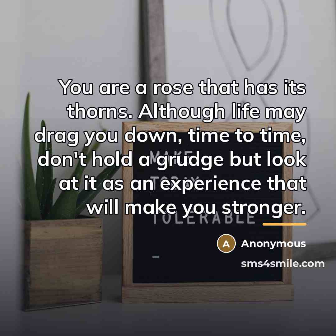 “You are a rose that has its thorns. Although life…” quote by Anonymous