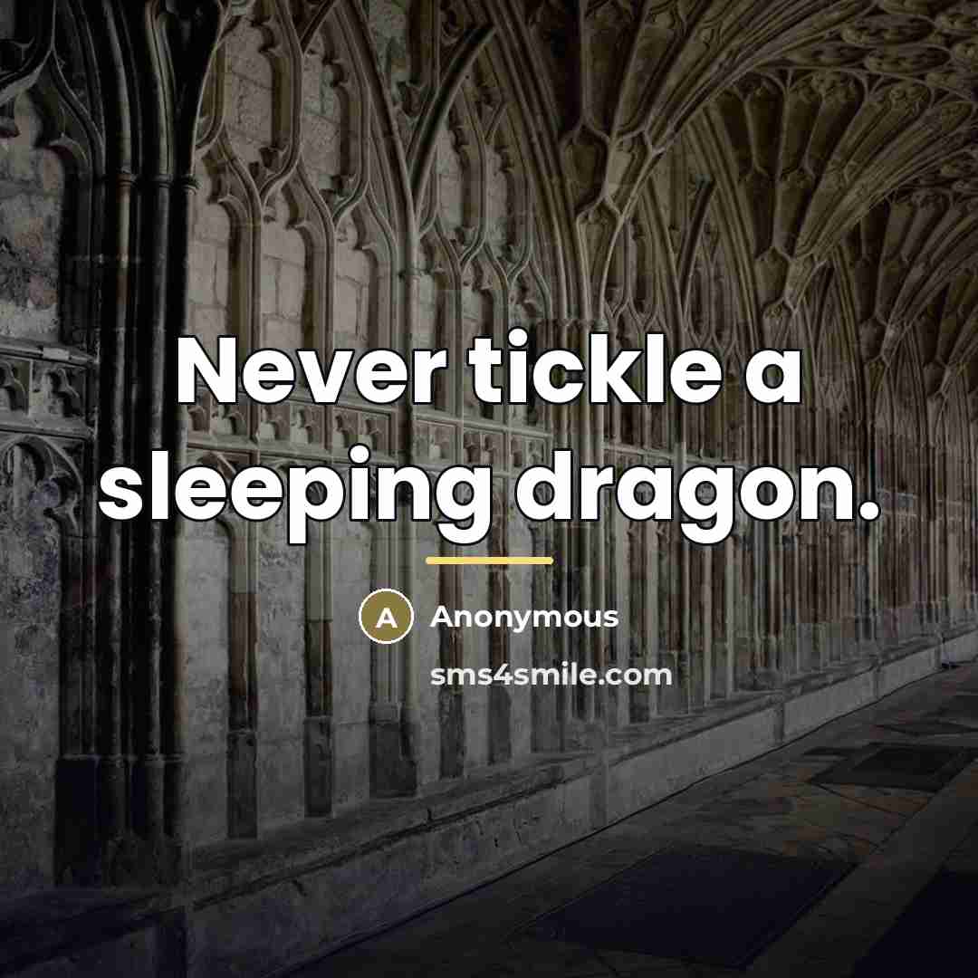 “Never tickle a sleeping dragon.…” quote by Anonymous
