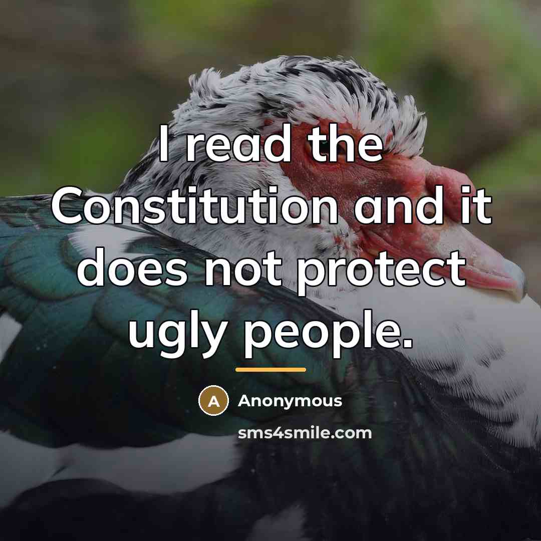“I read the Constitution and it does not protect ugly…” quote by Anonymous