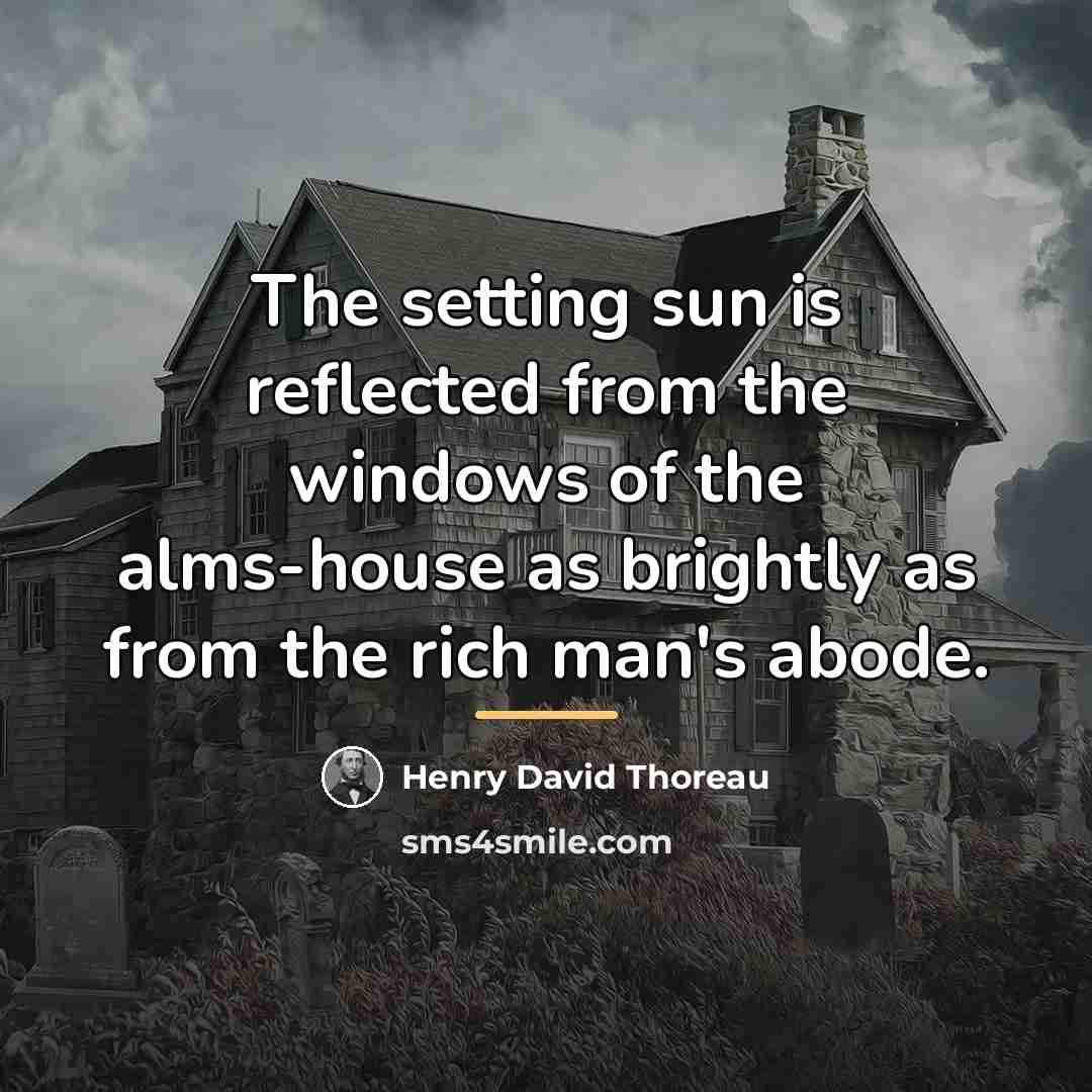 “The setting sun is reflected from the windows of the…” quote by Henry David Thoreau