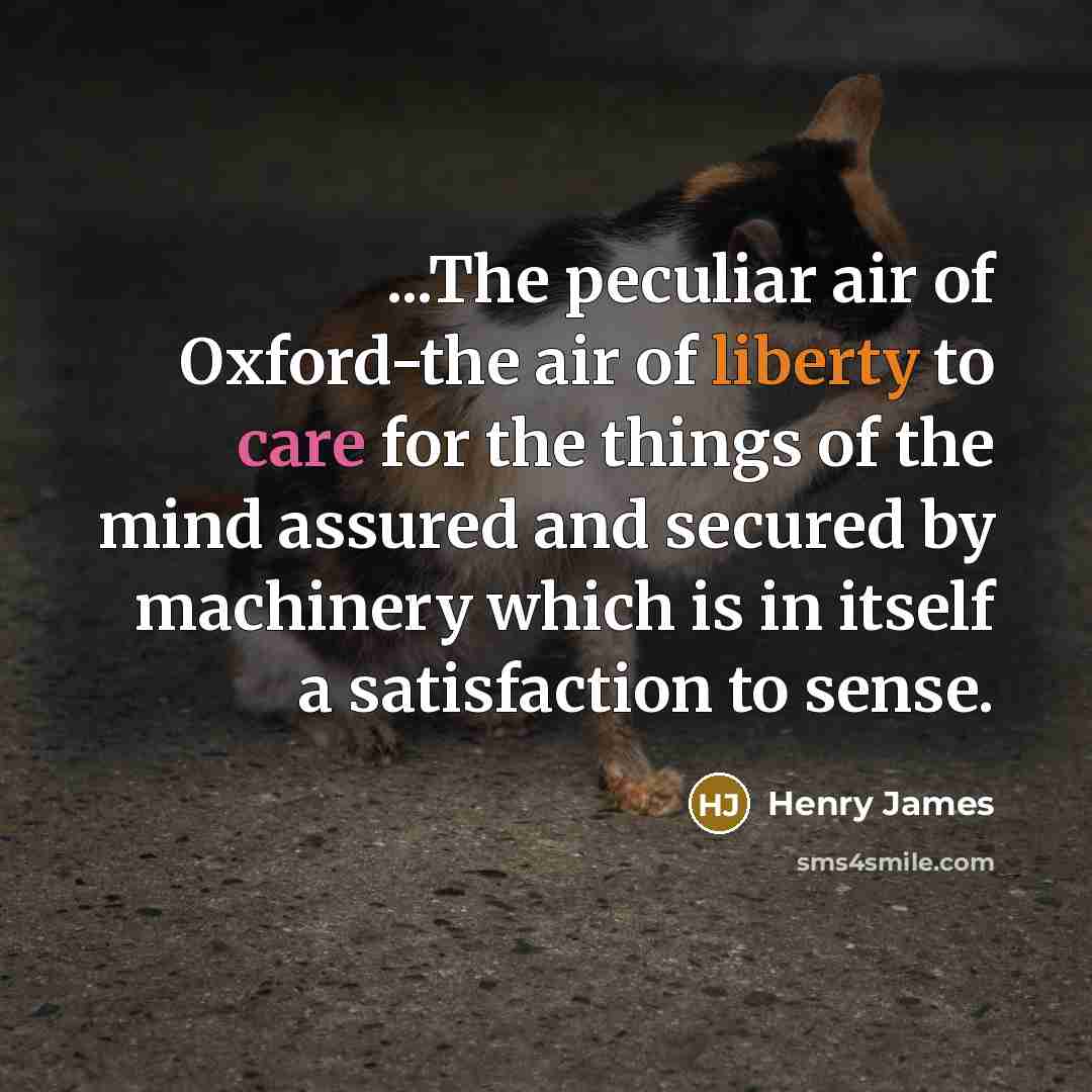 “...The peculiar air of Oxford-the air of liberty to care…” quote by Henry James