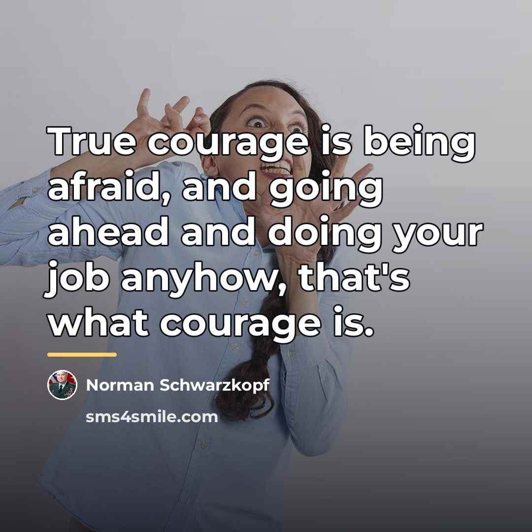 “True courage is being afraid, and going ahead and doing…” quote by Norman Schwarzkopf