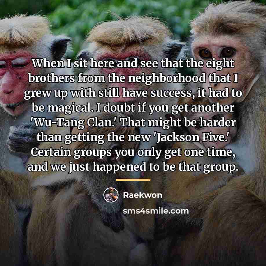 “When I sit here and see that the eight brothers…” quote by Raekwon