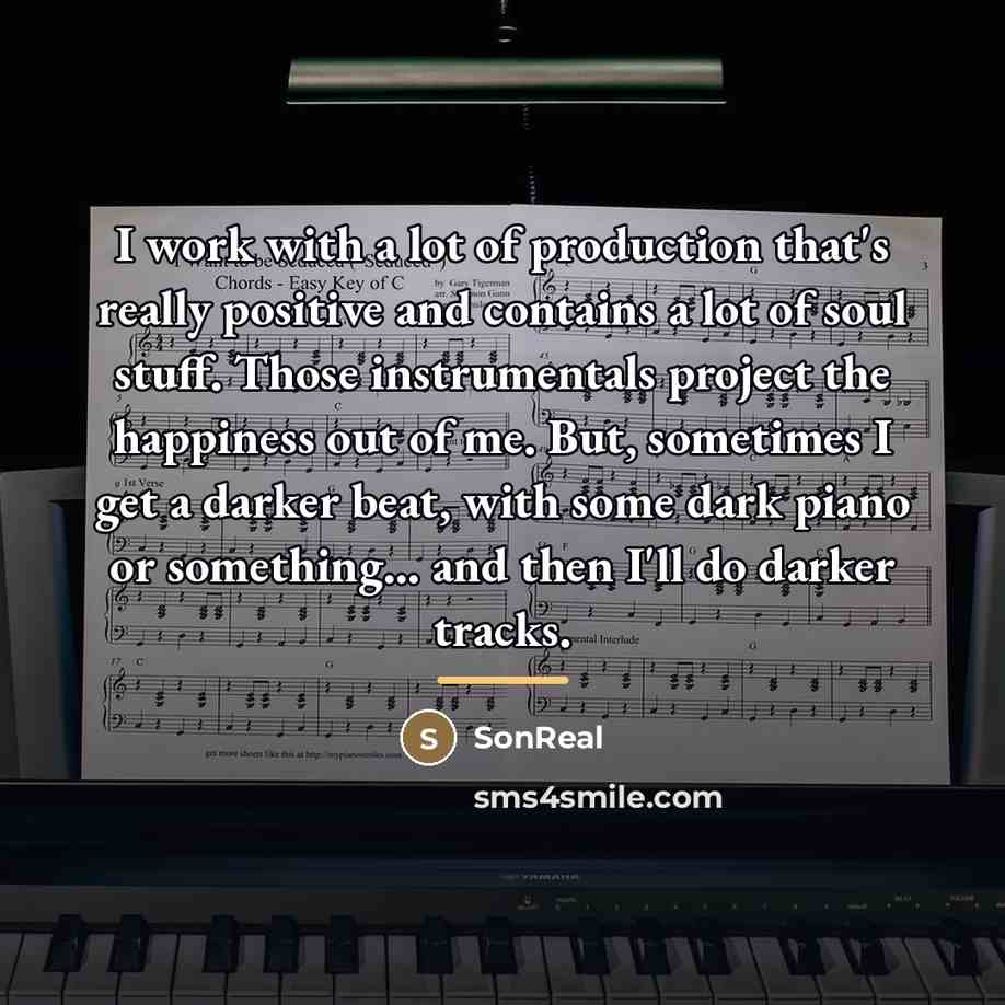 “I work with a lot of production that's really positive…” quote by SonReal