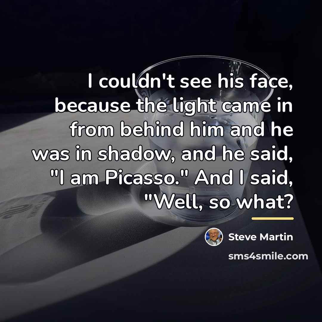“I couldn't see his face, because the light came in…” quote by Steve Martin