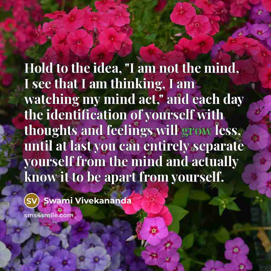 “Hold to the idea, "I am not the mind, I…” quote by Swami Vivekananda