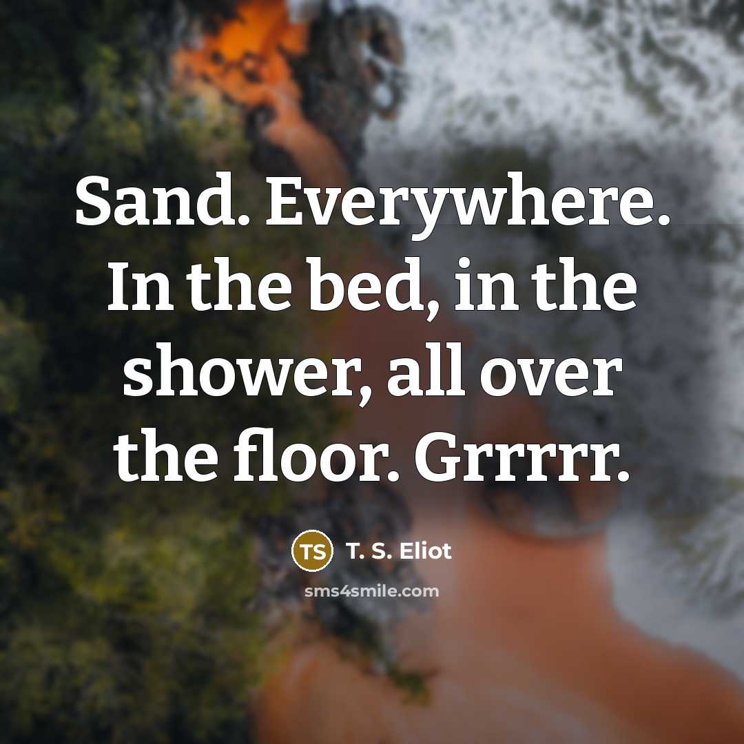 “Sand. Everywhere. In the bed, in the shower, all over…” quote by T. S. Eliot
