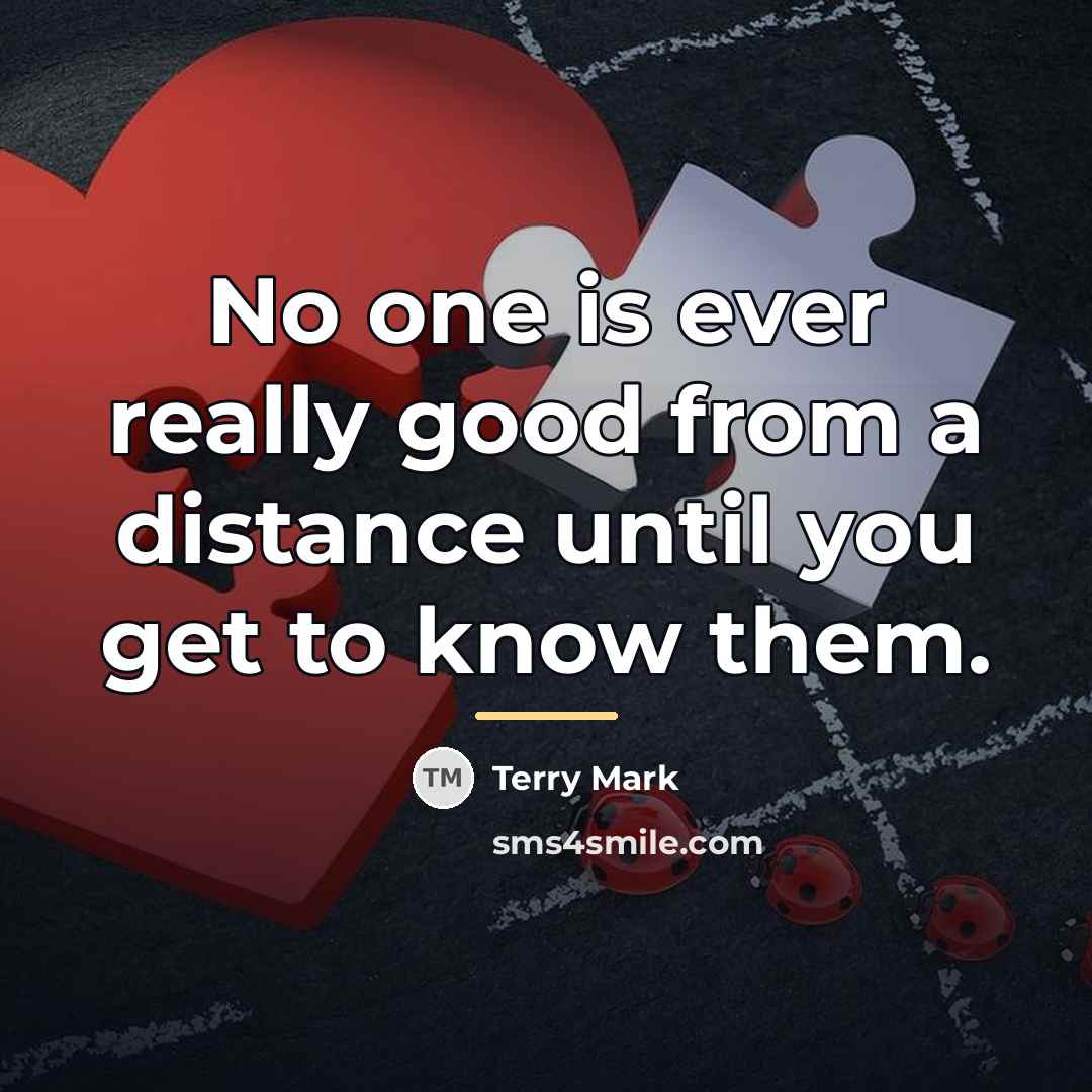 “No one is ever really good from a distance until…” quote by Terry Mark
