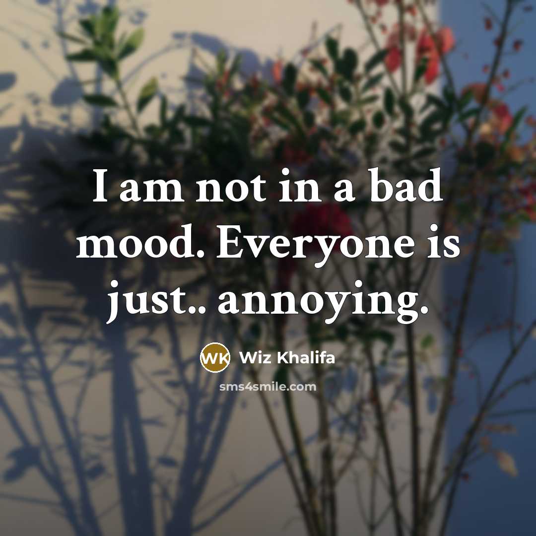 “I am not in a bad mood. Everyone is just..…” quote by Wiz Khalifa