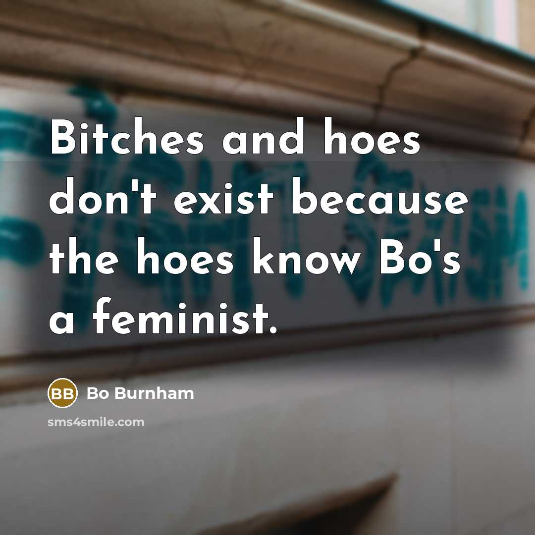 “Bitches and hoes don't exist because the hoes know Bo's a feminist.” quote by Bo Burnham