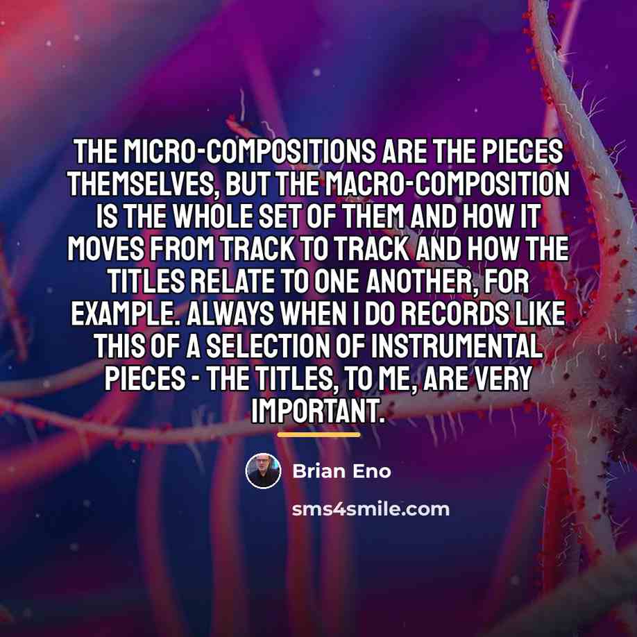 “The micro-compositions are the pieces themselves, but the macro-composition is…” quote by Brian Eno