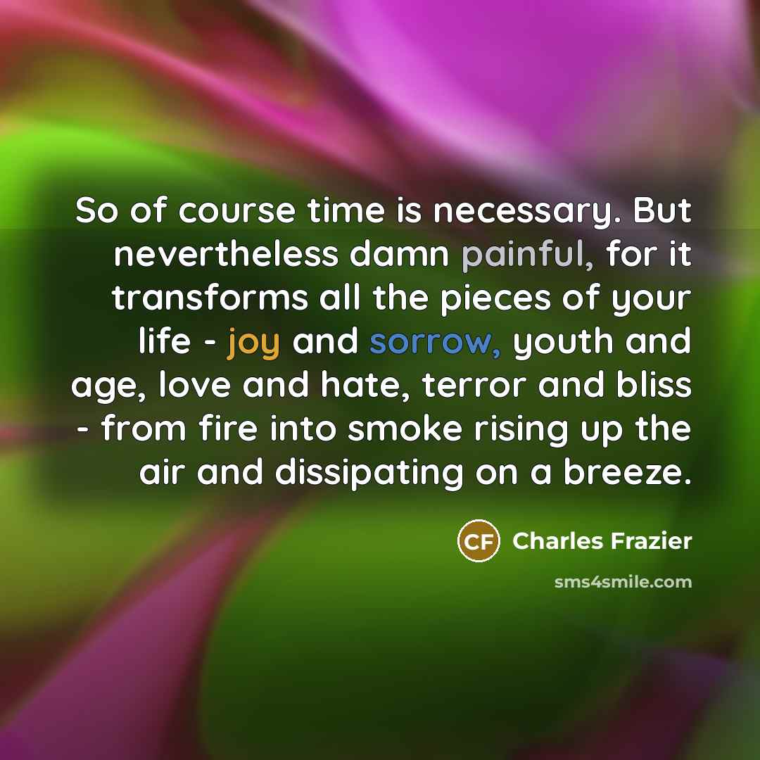 “So of course time is necessary. But nevertheless damn painful,…” quote by Charles Frazier