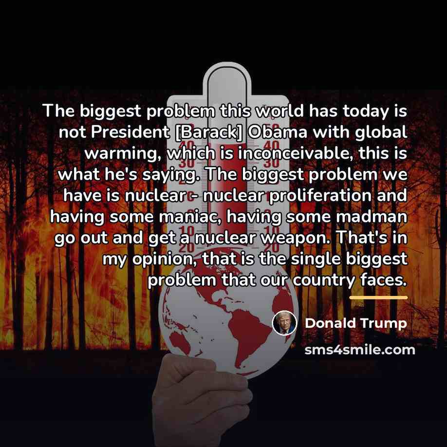 “The biggest problem this world has today is not President…” quote by Donald Trump
