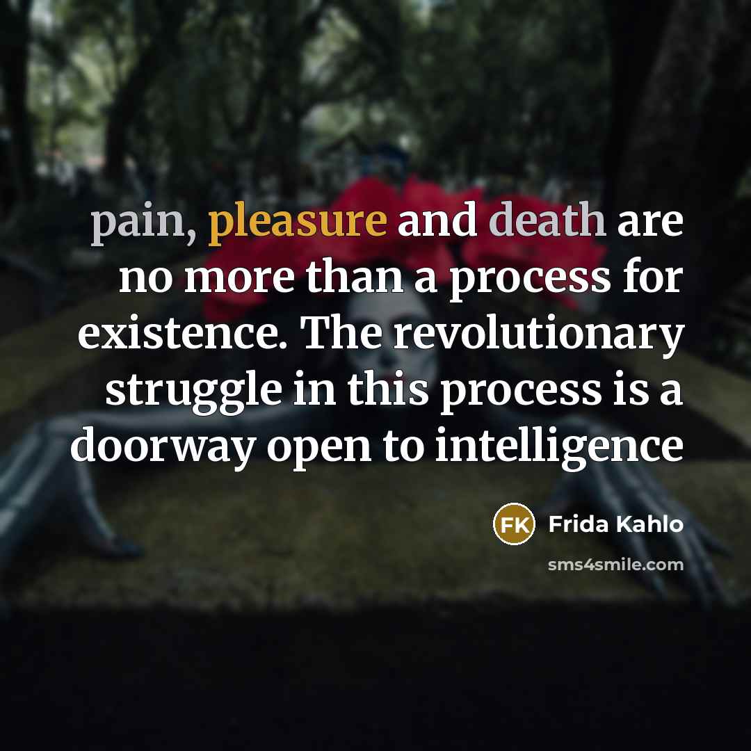 “pain, pleasure and death are no more than a process…” quote by Frida Kahlo