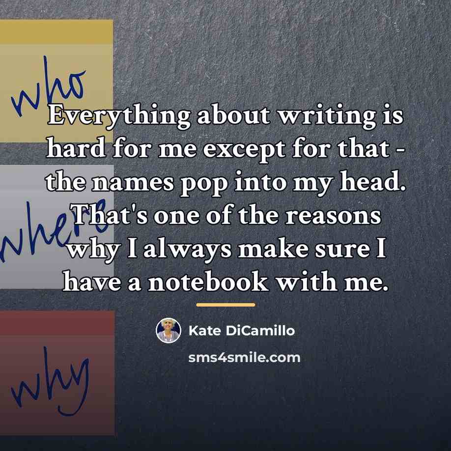 “Everything about writing is hard for me except for that…” quote by Kate DiCamillo
