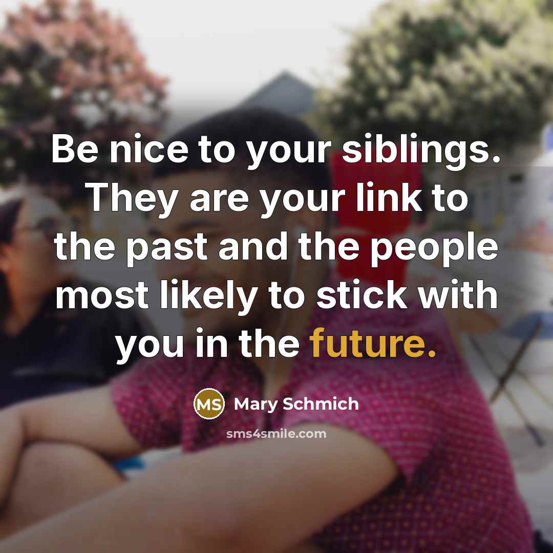 “Be nice to your siblings. They are your link to…” quote by Mary Schmich