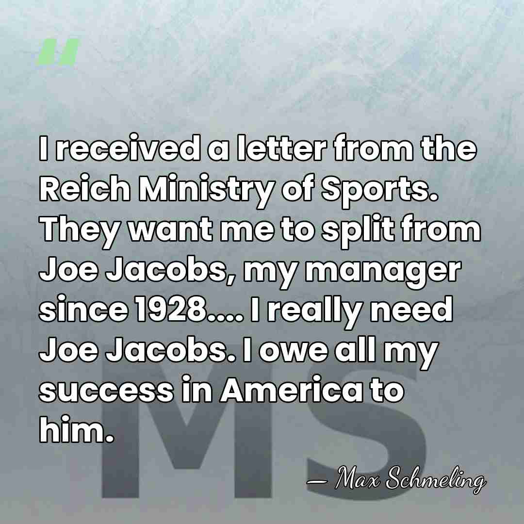 I received a letter from the Reich Ministry of Sports. They want&hellip; - Max Schmeling