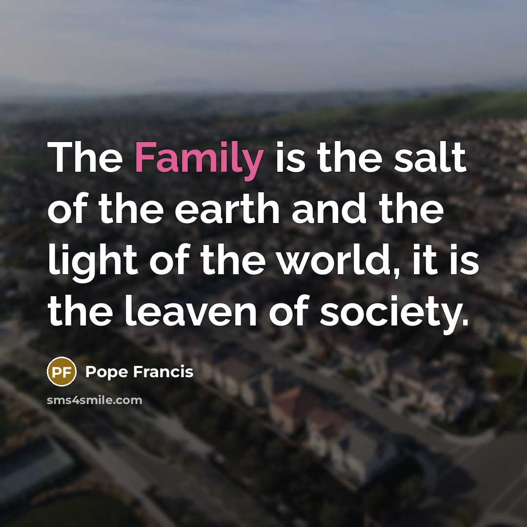 “The Family is the salt of the earth and the…” quote by Pope Francis