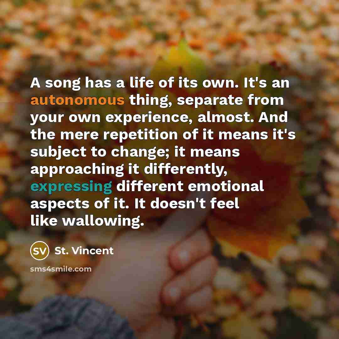 “A song has a life of its own. It's an…” quote by St. Vincent