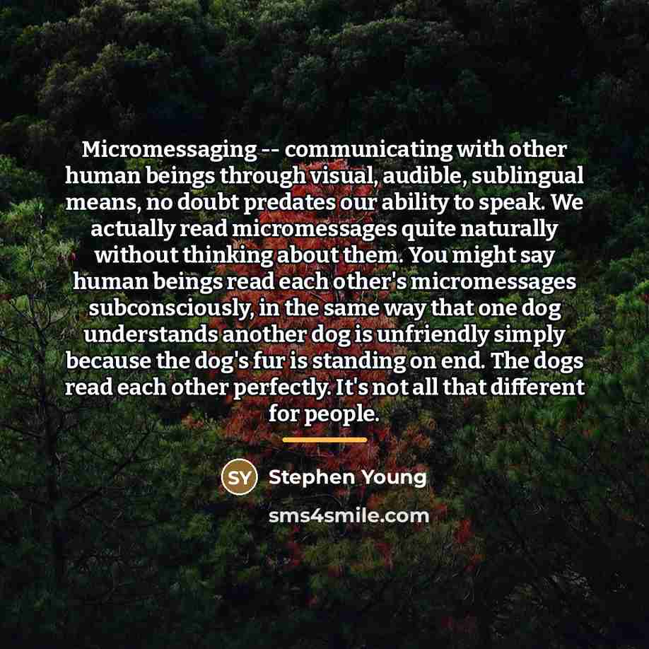 “Micromessaging -- communicating with other human beings through visual, audible,…” quote by Stephen Young