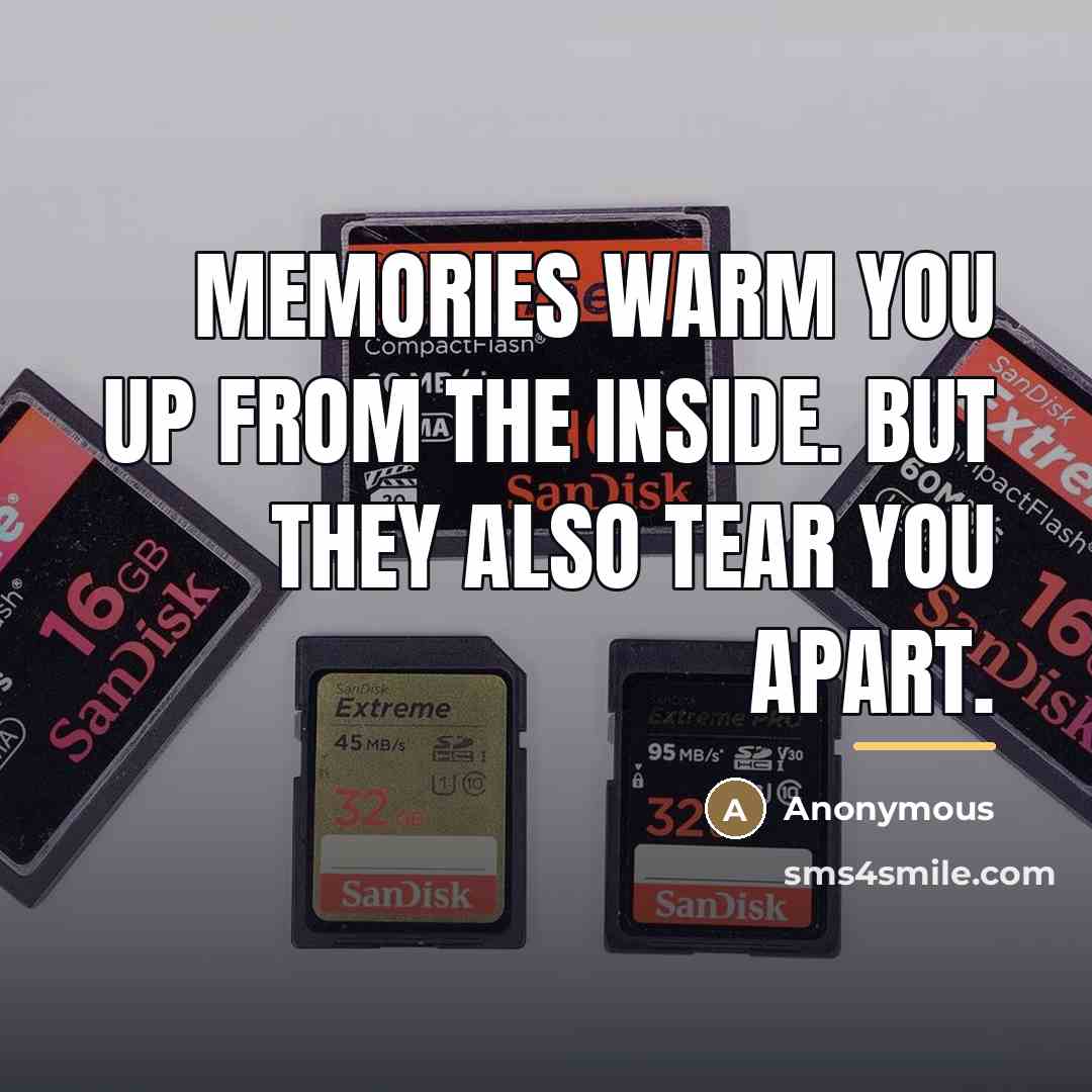 “Memories warm you up from the inside. But they also…” quote by Anonymous