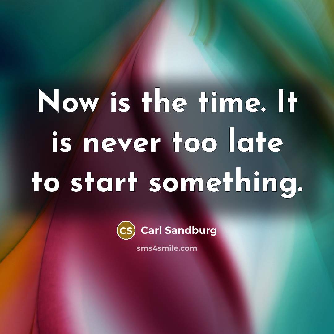 “Now is the time. It is never too late to…” quote by Carl Sandburg