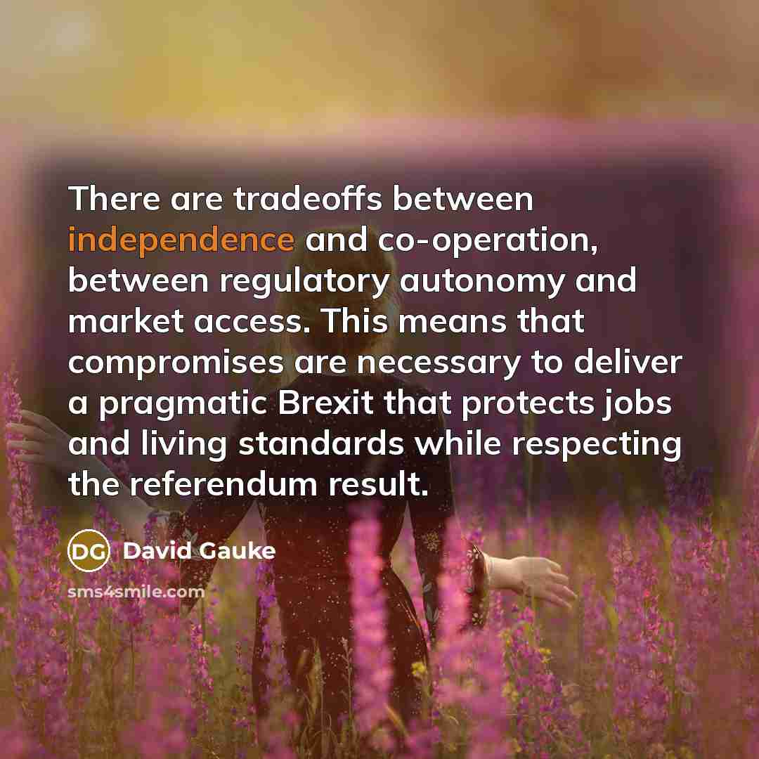 “There are tradeoffs between independence and co-operation, between regulatory autonomy…” quote by David Gauke