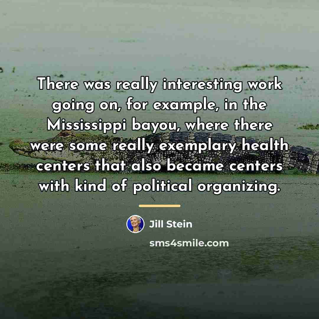 “There was really interesting work going on, for example, in…” quote by Jill Stein