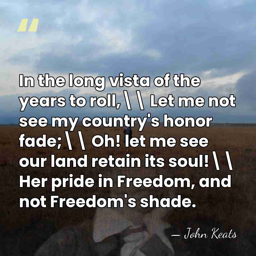 In the long vista of the years to roll,\\ Let me not&hellip; - John Keats