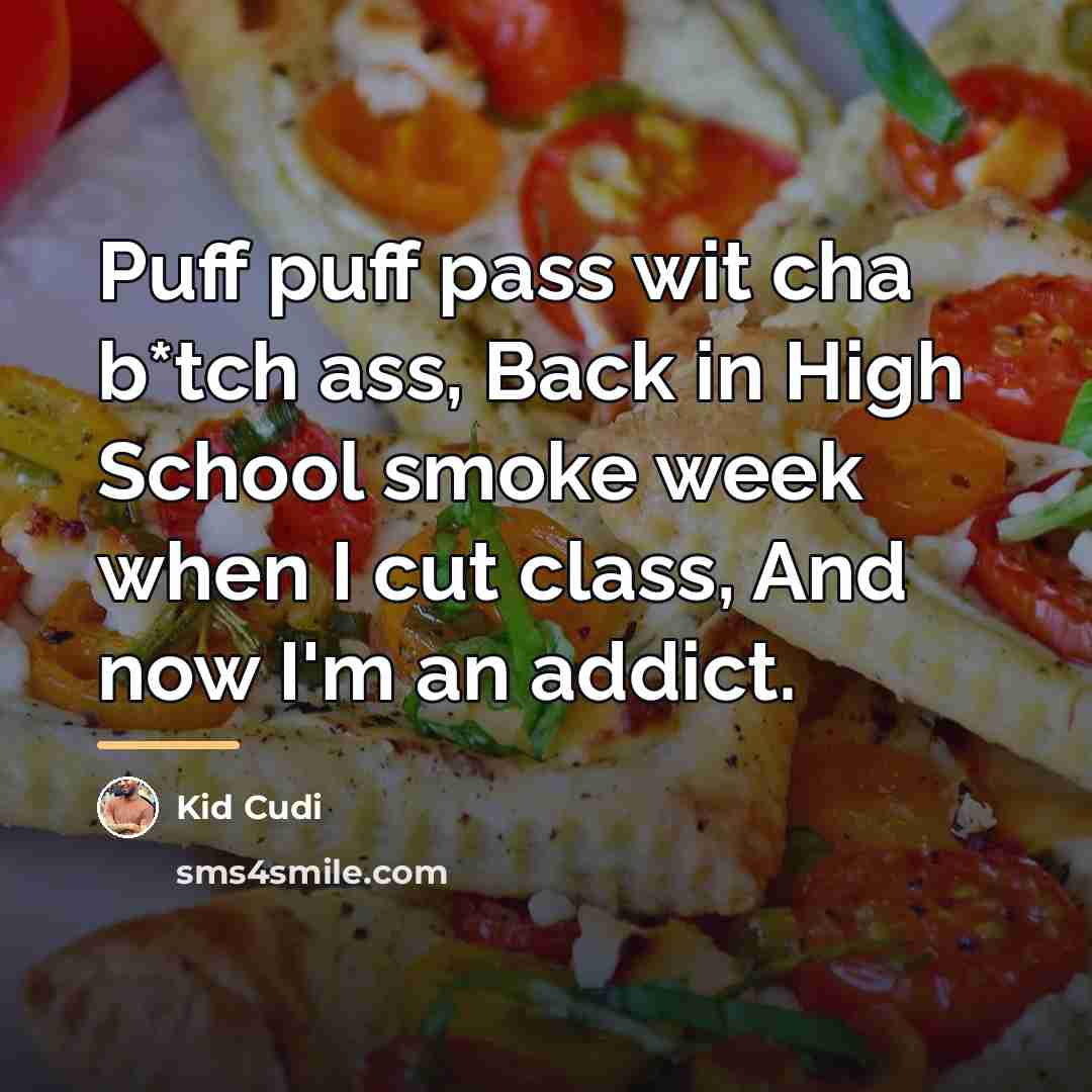 “Puff puff pass wit cha b*tch ass, Back in High…” quote by Kid Cudi