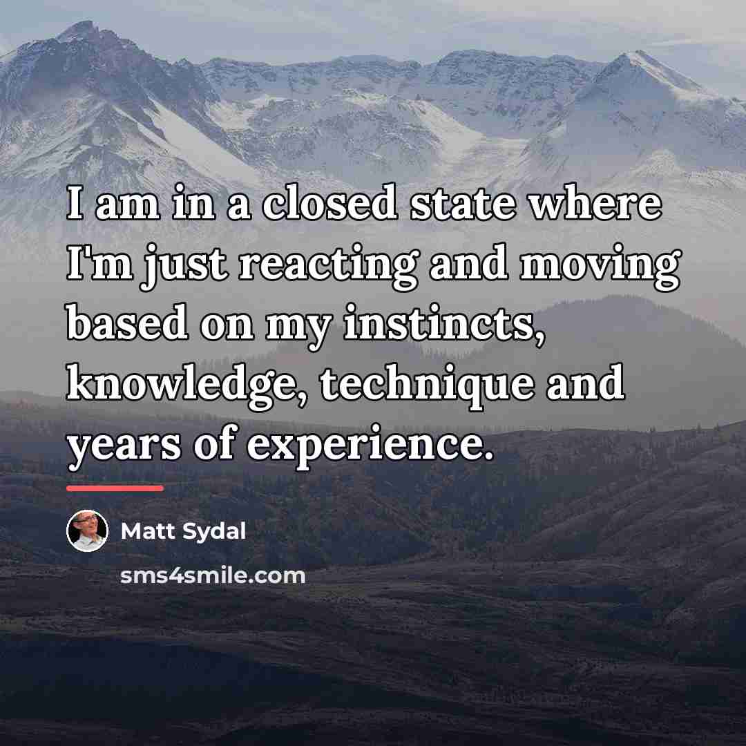 “I am in a closed state where I'm just reacting…” quote by Matt Sydal