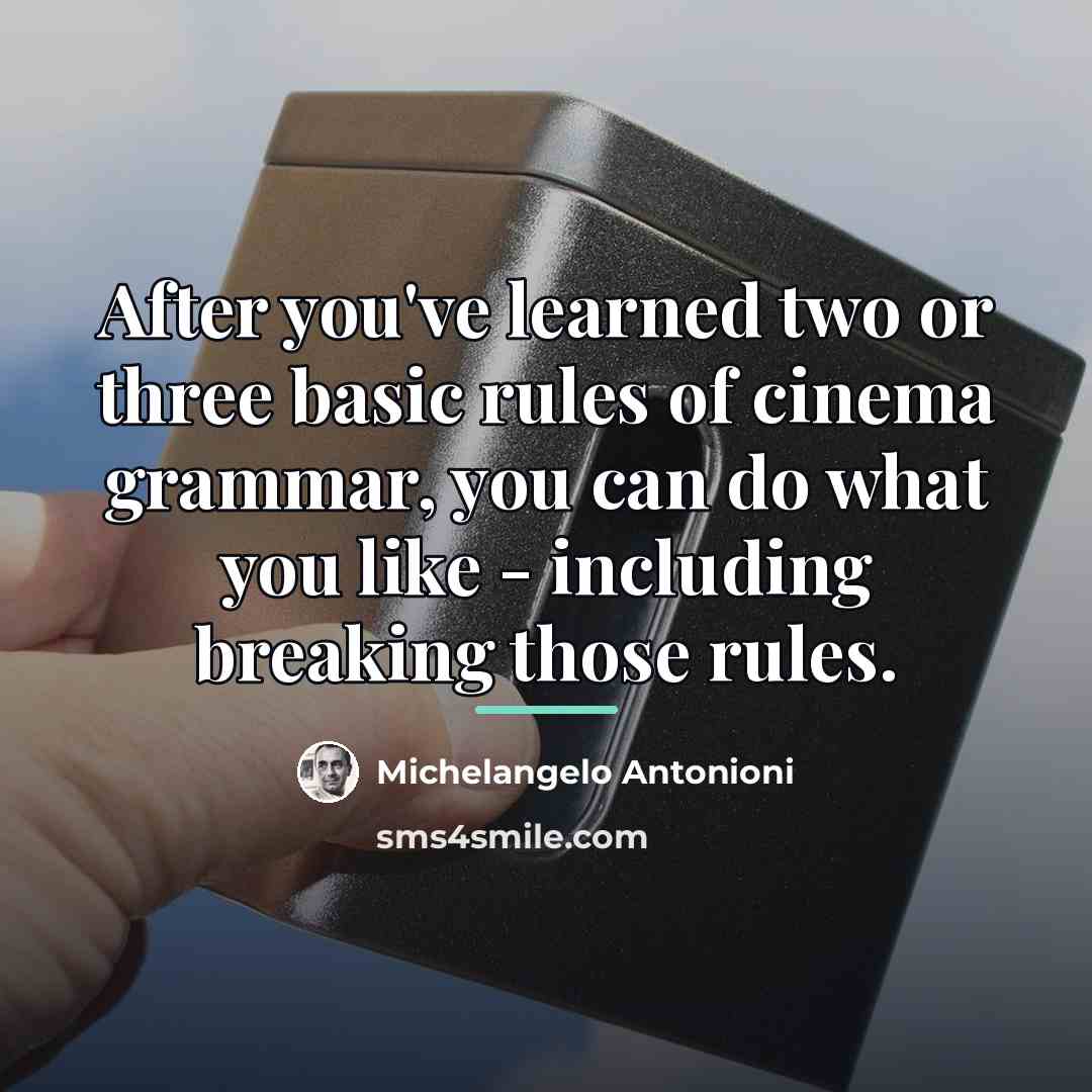 “After you've learned two or three basic rules of cinema…” quote by Michelangelo Antonioni