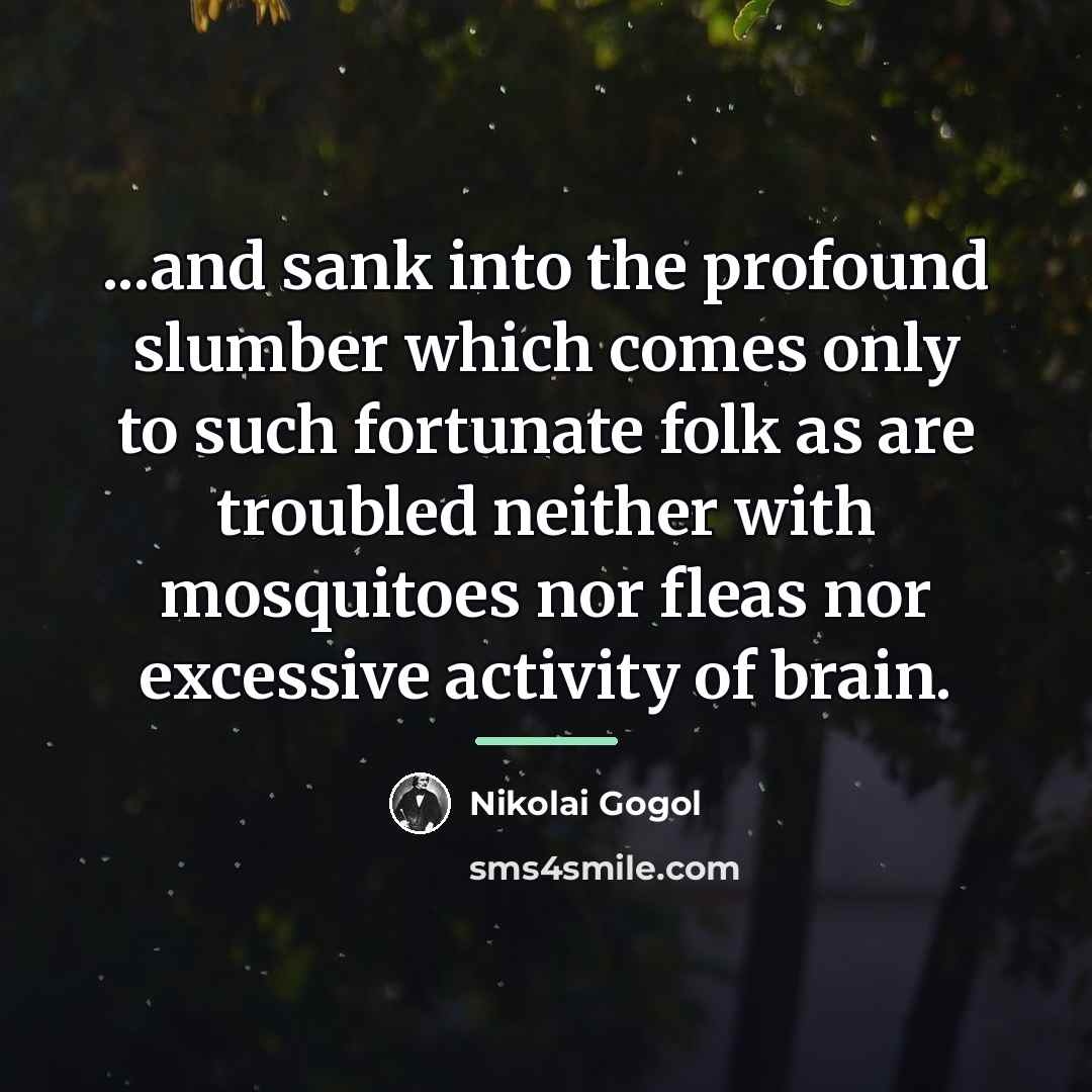 “...and sank into the profound slumber which comes only to…” quote by Nikolai Gogol