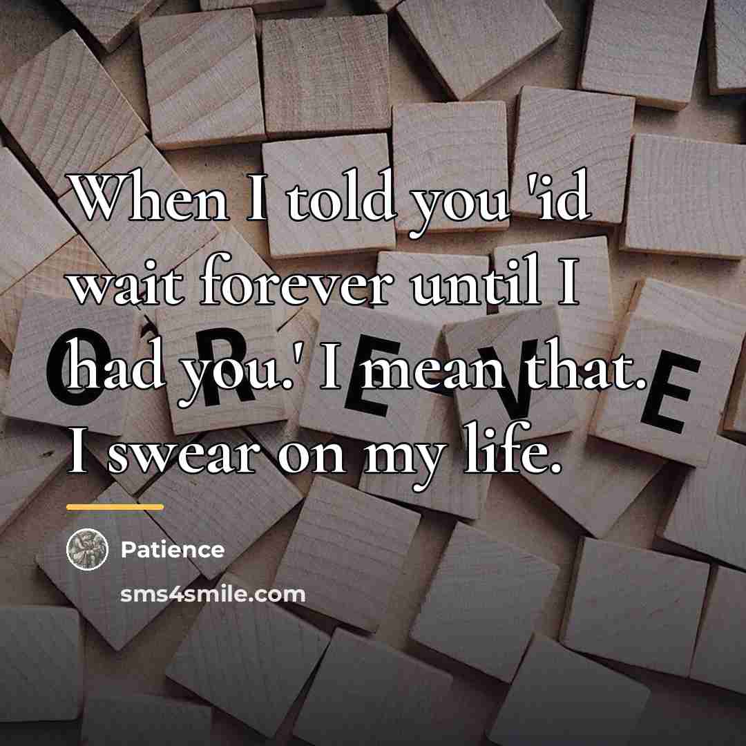 “When I told you 'id wait forever until I had…” quote by Patience