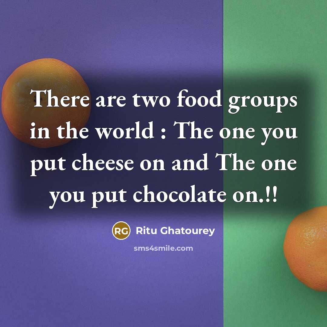 “There are two food groups in the world : The…” quote by Ritu Ghatourey