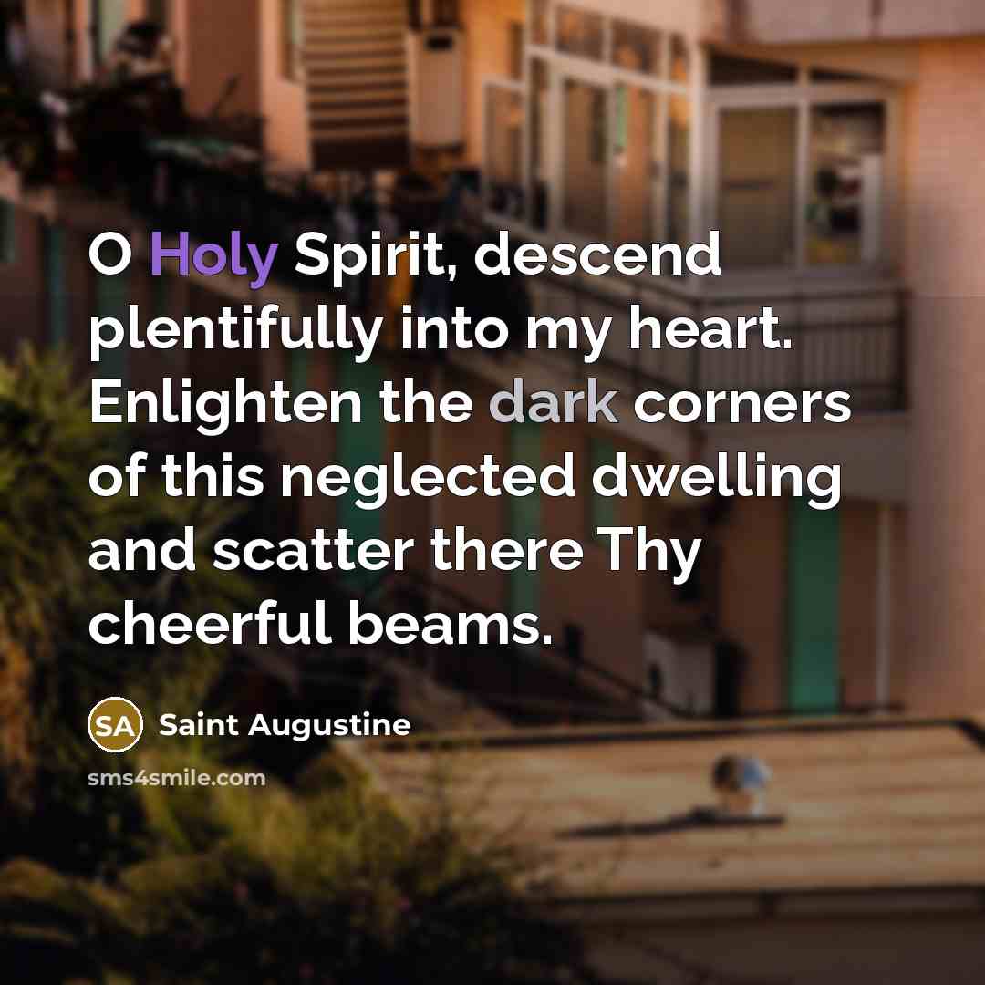 “O Holy Spirit, descend plentifully into my heart. Enlighten the…” quote by Saint Augustine