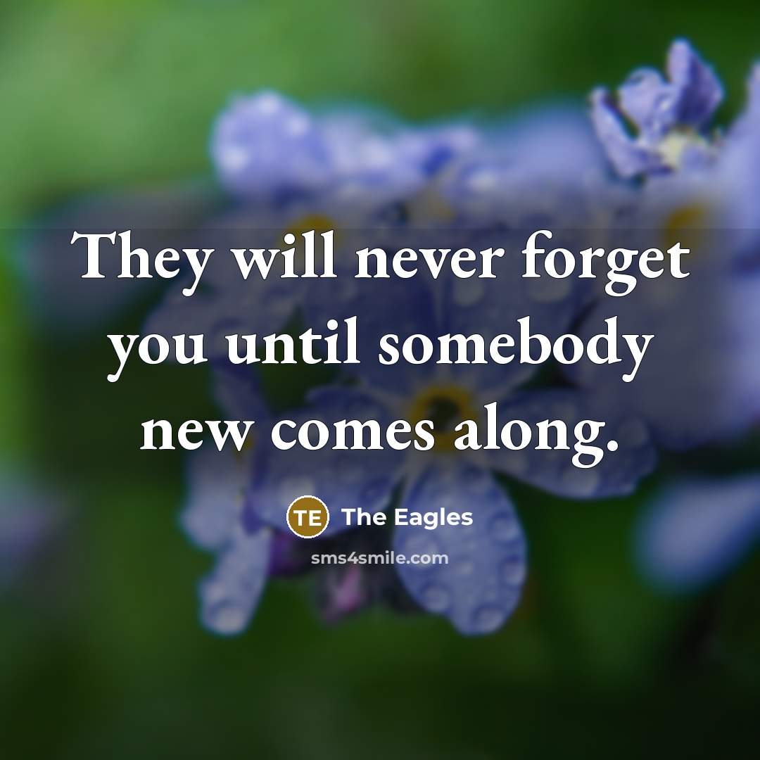 “They will never forget you until somebody new comes along.” quote by The Eagles