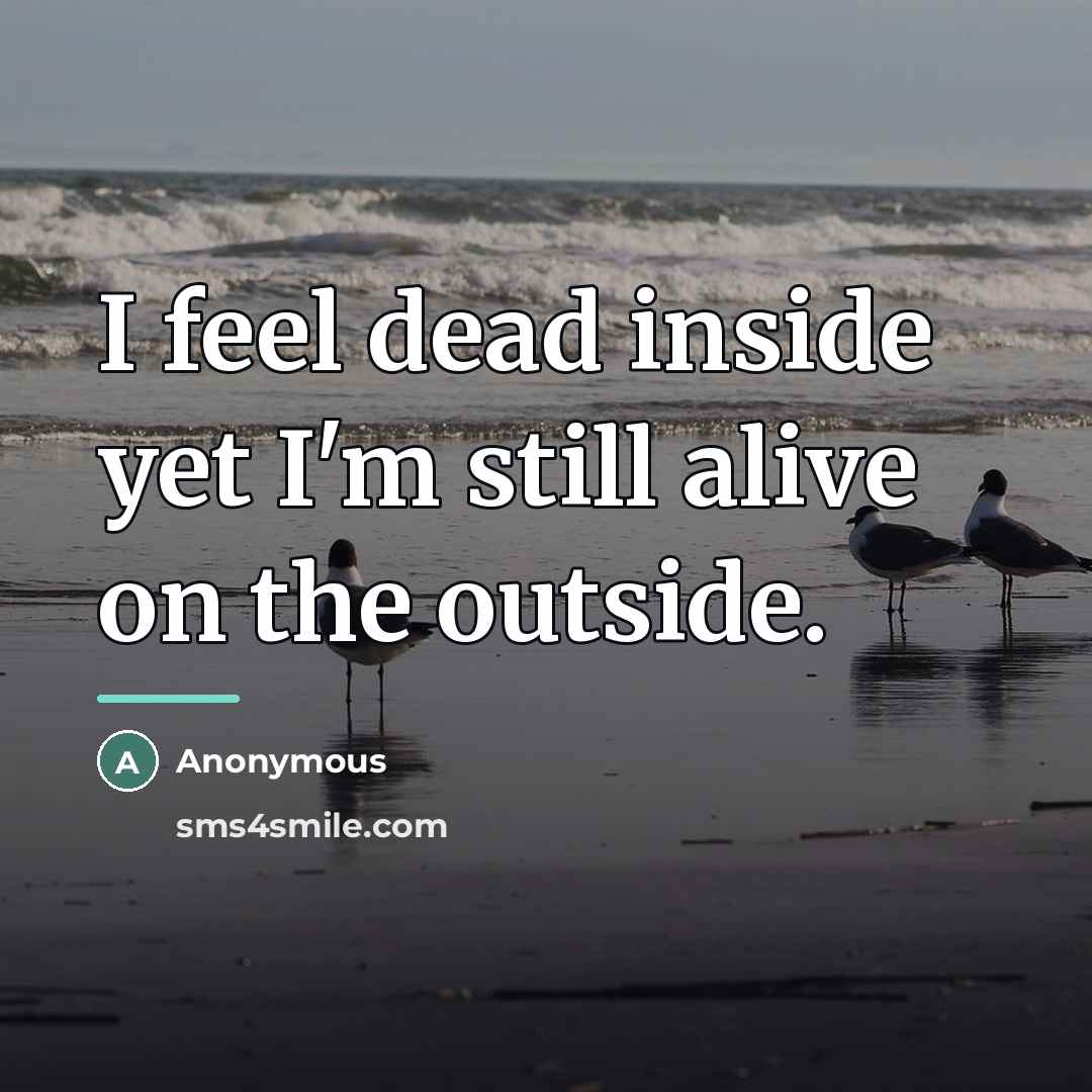 “I feel dead inside yet I'm still alive on the…” quote by Anonymous