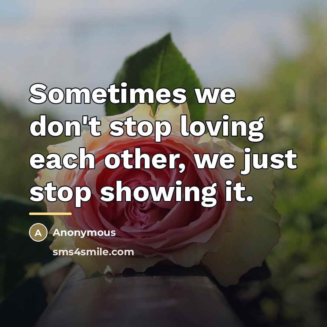 “Sometimes we don't stop loving each other, we just stop…” quote by Anonymous