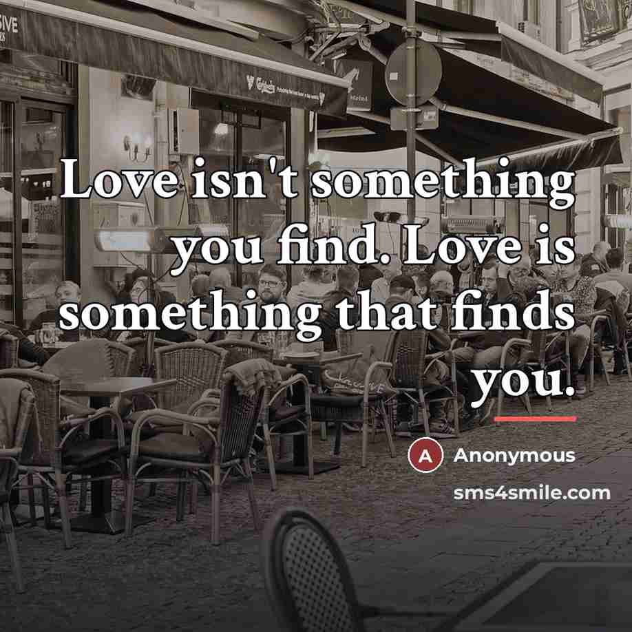 “Love isn't something you find. Love is something that finds…” quote by Anonymous