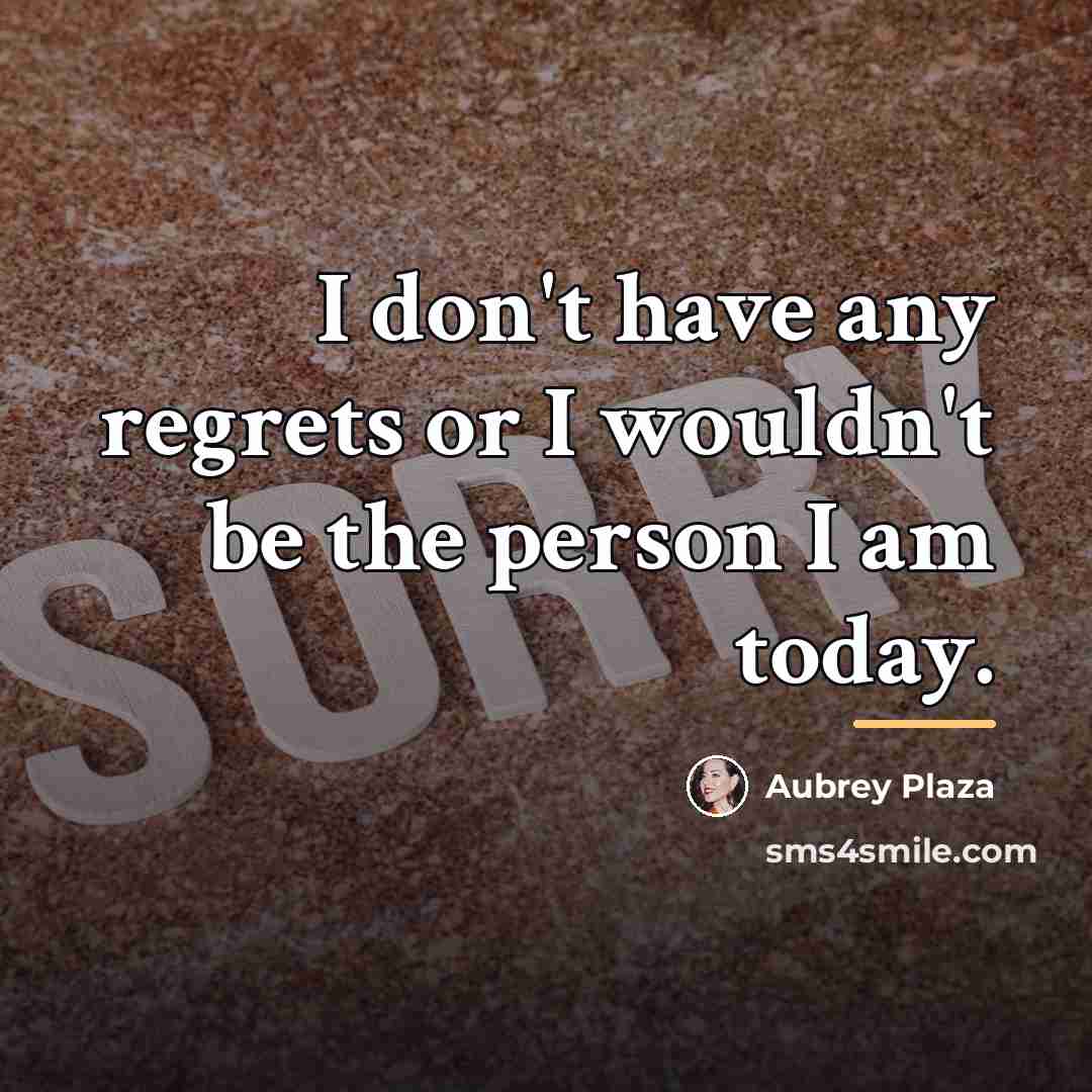 “I don't have any regrets or I wouldn't be the…” quote by Aubrey Plaza