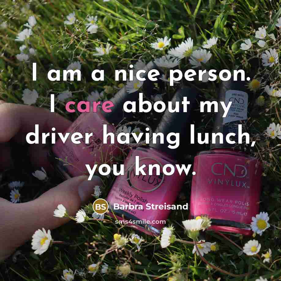 “I am a nice person. I care about my driver…” quote by Barbra Streisand