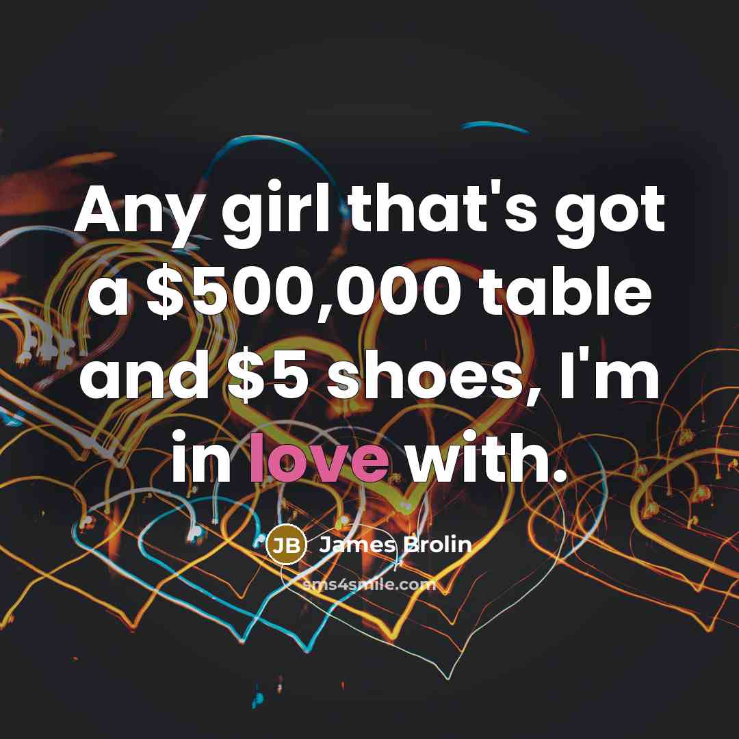 “Any girl that's got a $500,000 table and $5 shoes,…” quote by James Brolin