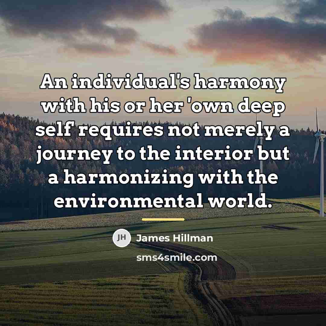 “An individual's harmony with his or her 'own deep self'…” quote by James Hillman