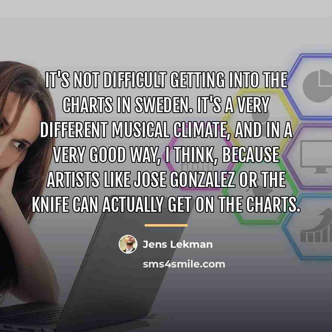 “It's not difficult getting into the charts in Sweden. It's…” quote by Jens Lekman