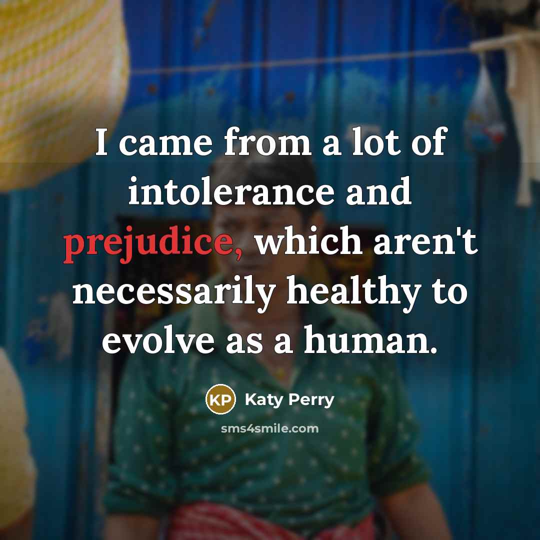 “I came from a lot of intolerance and prejudice, which…” quote by Katy Perry